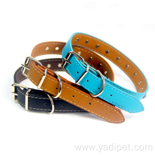 Customized pet dog collars logo PU dog collar